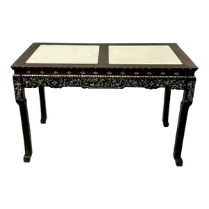 Syrian Console / Alter Table Rosewood and Mother of Pearl Inlay With Marble Top