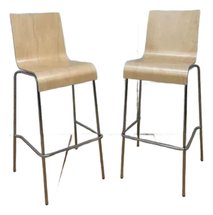 Postmodern Italian Bentwood Wave Bar Stools - Pair