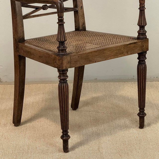 19th Century British Mahogany Edwardian Hand-Carved Armchair For Sale - Image 12 of 18