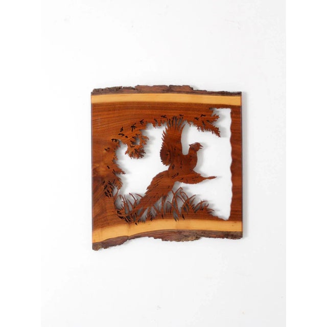 Vintage Pheasant Wood Art Wall Hanging For Sale - Image 9 of 9
