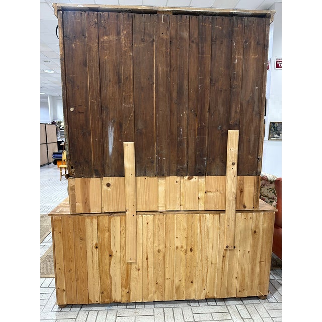 Rustic European Antique Pine Hutch For Sale - Image 3 of 12