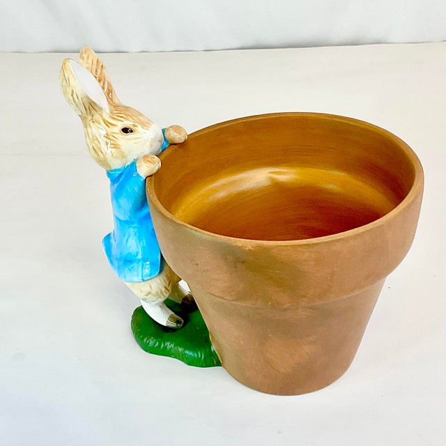 Vintage Boho Chic English Traditional Whimsical Peter Rabbit Planter - Easter For Sale - Image 16 of 17