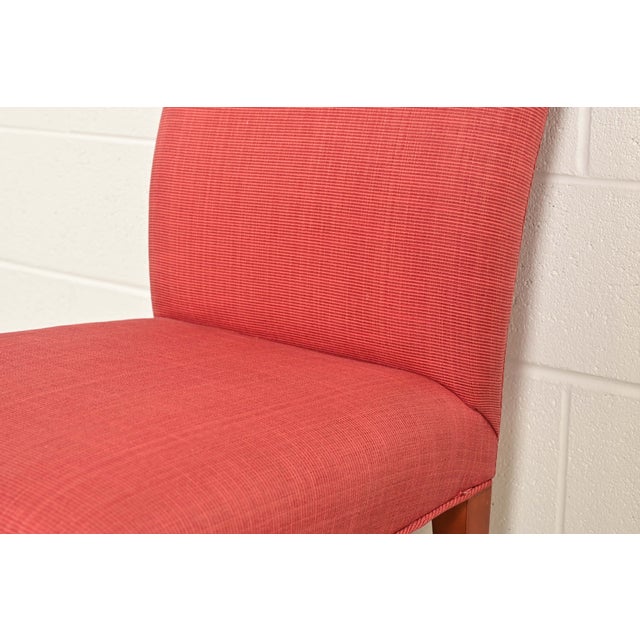 Brown Baker Furniture Modern Regency Sycamore Wood Upholstered X-Base Side Chairs or Dining Chairs, Pair For Sale - Image 8 of 15