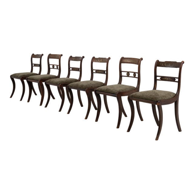 19th Century Set Of Six Regency Sabre-Leg Chairs For Sale
