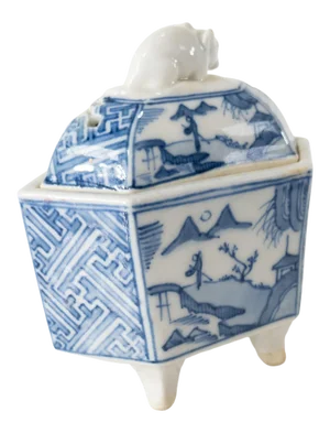 Japanese Blue and White Arita Kiln Incense Burner Censer