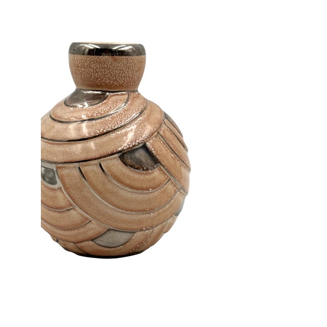 Ceramic Art Deco Pink & Silver Ceramic Vase, Italy 1930s For Sale - Image 7 of 12