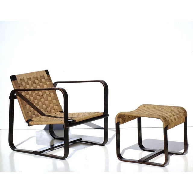 Set of Bocconi Lounge Chair & Ottoman by Giuseppe Pagano for Gino Maggioni, 1940s For Sale - Image 11 of 11