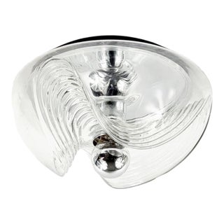 Large Space Age Mid-Century Glass Ceiling Light/Flush Mount Wave/Futura Model by Koch & Lowy for Peill & Putzler, Germany, 1970s For Sale