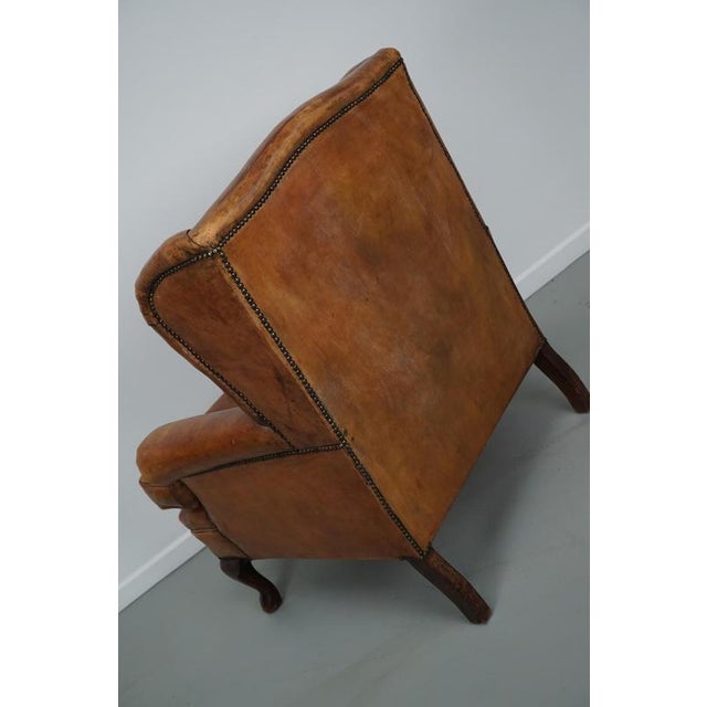 Set of Vintage Dutch Cognac Leather Club Chair and Ottoman For Sale - Image 17 of 18