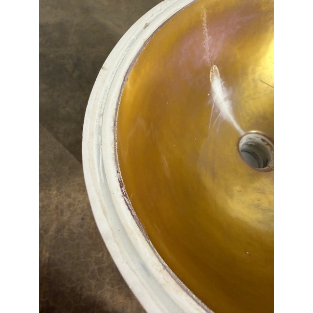 Vintage Sherle Wagner Italian Porcelain Undermount Sink With Gold Interior For Sale - Image 14 of 17