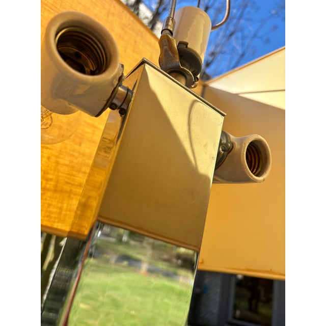 Mid-Century Modern 1970s George Kovacs Mid-Century Modern Polished Chrome Floor Lamp With Rectangular Linen Shade For Sale - Image 3 of 7