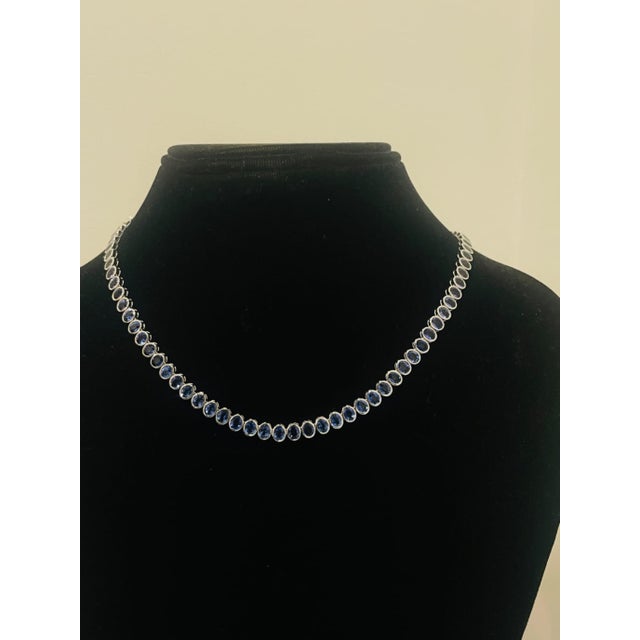 New 18k Gold Necklace With 36.80ct Blue Sapphire, Elegant Design For Sale In New York - Image 6 of 10