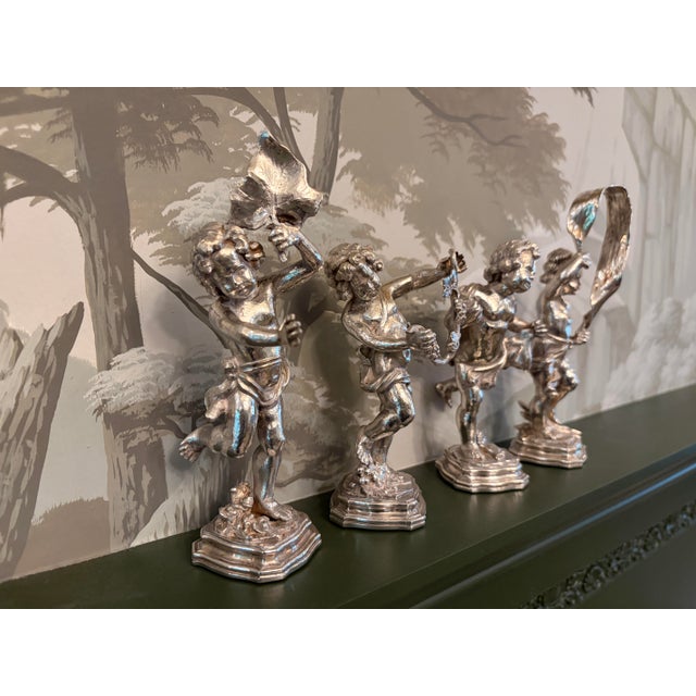 Traditional A Set of Four Italian Sterling Silver Models of Dancing Bacchus, Pradella Ilario for Buccellati, Milan For Sale - Image 3 of 12