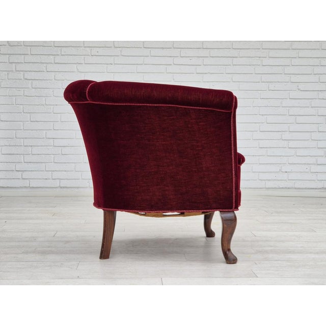 Danish Lounge Chair in Velour & Beech, 1950s For Sale - Image 4 of 18