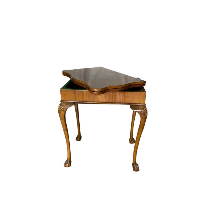 1920s George II Style Fold-Over Game Table in Walnut, 1920 For Sale - Image 5 of 15