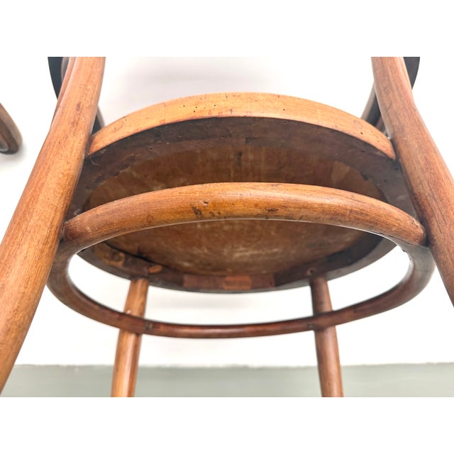 Bent Beechwood Desk Chairs with Pyrographed Seats from Thonet, 1930s, Set of 2 For Sale - Image 9 of 17