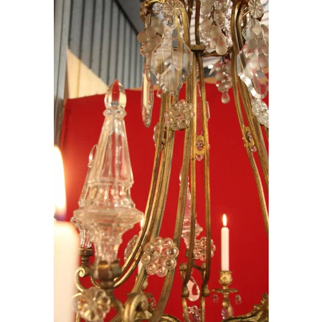 Large Bronze & Crystal 10-Light Chandelier, 19th Century For Sale - Image 11 of 15