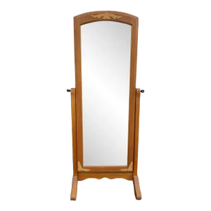 Mastercraft Furniture Carved Natural Hardwood Free Standing Cheval Mirror