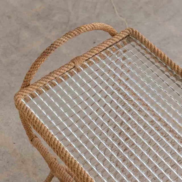 Tan 1960s French Rope Table and Magazine Rack by Audoux-Minet For Sale - Image 8 of 9