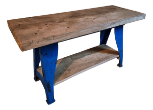 Vintage Industrial Workbench Table with Cast Iron Legs, 1950s