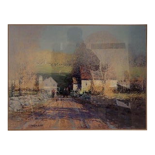 Vintage John Charles Terelak Framed Landscape Oil Painting Print For Sale