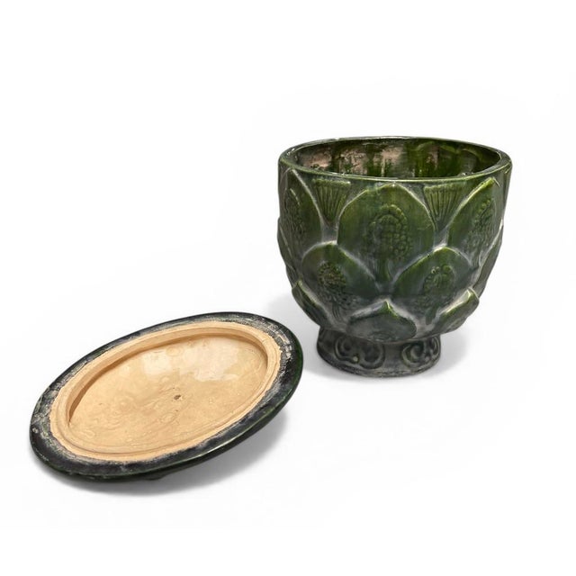Vintage Mid-Century Modern Artichoke Footed Ceramic Jar With Lid For Sale In West Palm - Image 6 of 10