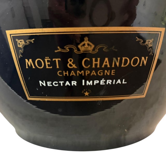 Art Deco Rare Moët & Chandon Nectar Impérial Champagne Cooler Ice Bucket – Black & Gold Hospitality Edition For Sale - Image 3 of 6