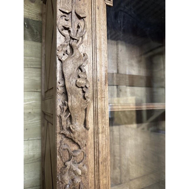 French Carved Oak Hunting Cupboard, 1860 For Sale - Image 4 of 18