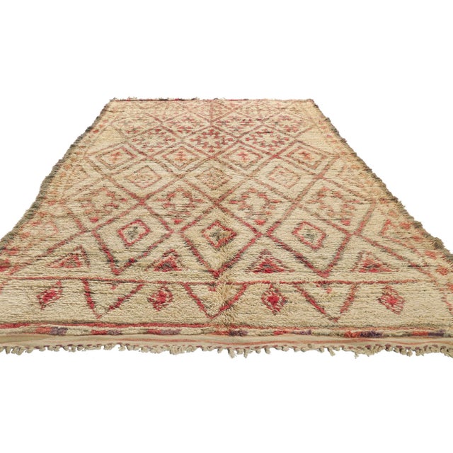 Mid-Century Modern Late 20th Century Vintage Moroccan Beni Ourain Rug, 06'05 X 10'06 For Sale - Image 3 of 11