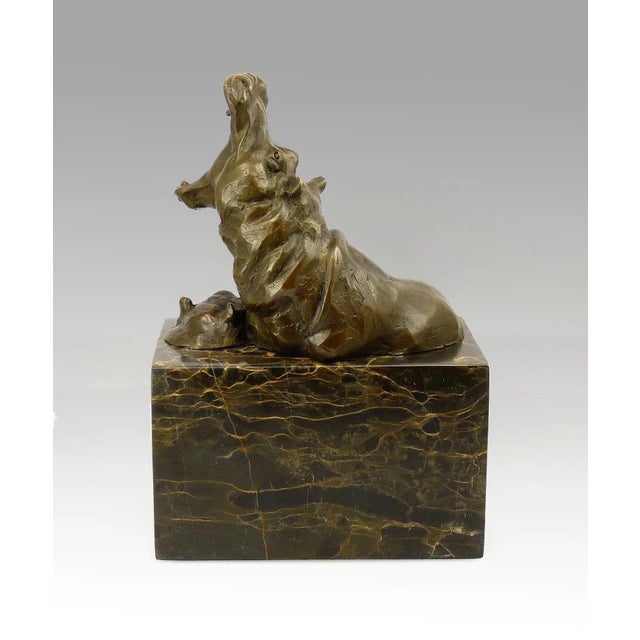 Bronze Little Hippo Statue For Sale - Image 5 of 8