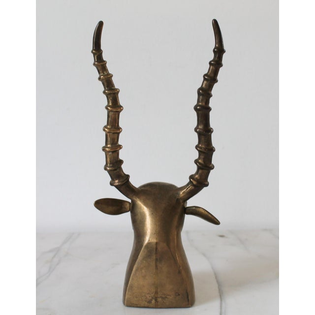 Brass Vintage Brass Antelope Sculpture For Sale - Image 8 of 12