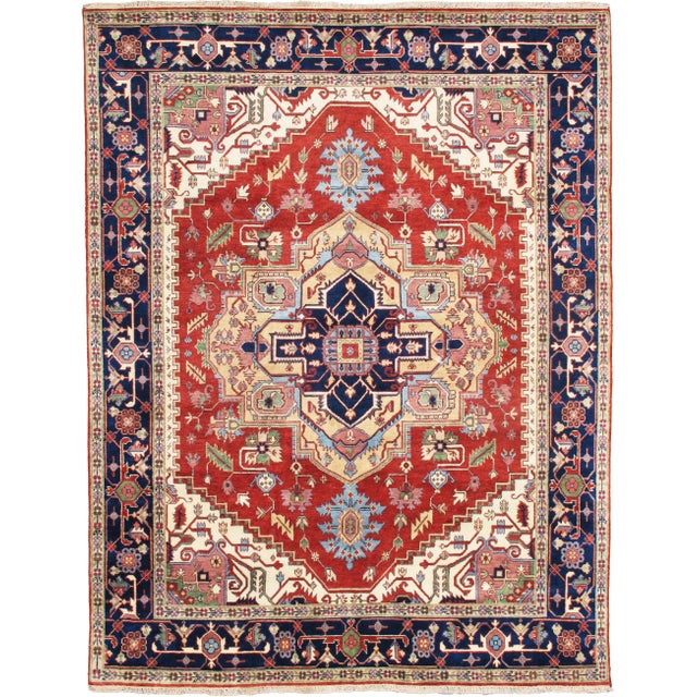Serapi Rust/Navy Area Rug - 8' 0'' X 9'10'' For Sale