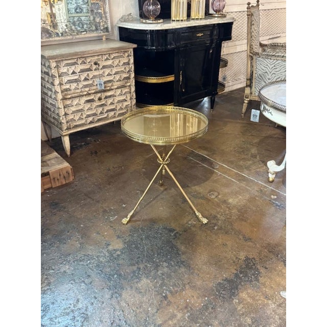 Metal Italian Jansen Manner Brass Side Table For Sale - Image 7 of 7