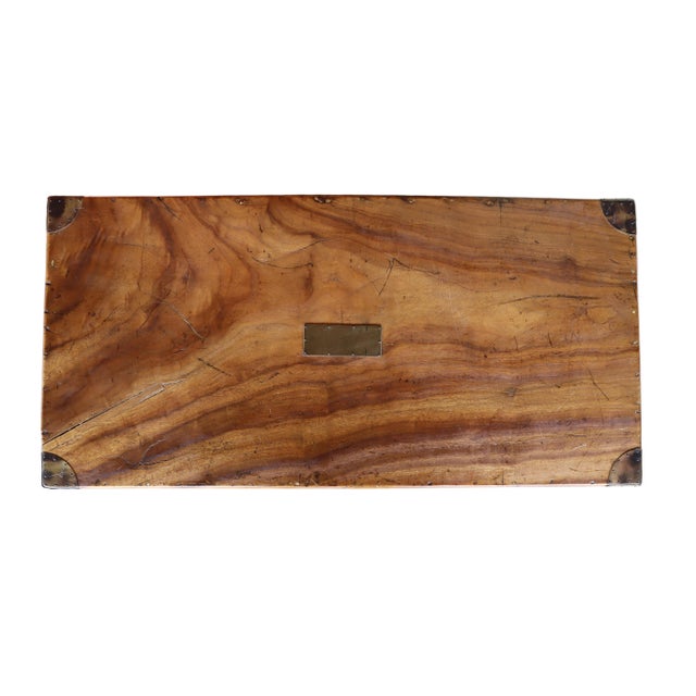 Late 19th Century Antique Camphor Wood Campaign Chest With Brass Hardware For Sale - Image 5 of 18