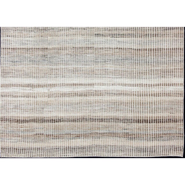 Muted Taupe and Gray Casual Modern Rug With Combination of Kilim/Piled 10'8 X 14'0 For Sale - Image 4 of 16