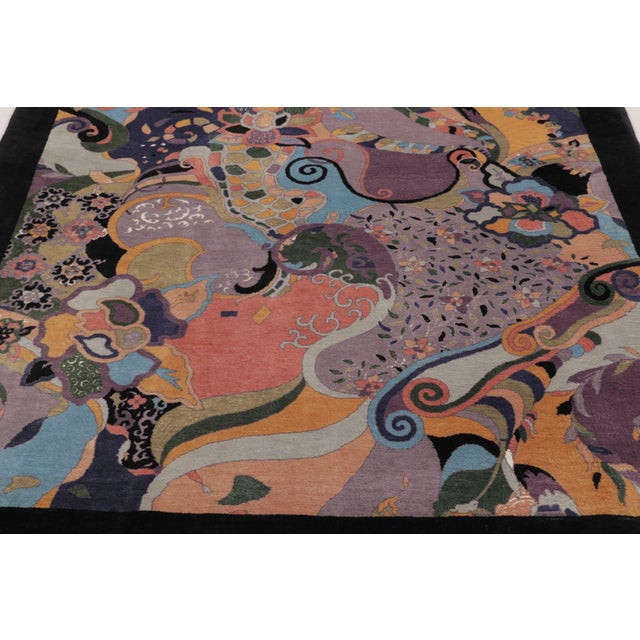 This 6x6 vintage Persian square rug, hand-knotted in wool and originating circa 1950-1960, represents an extraordinary...