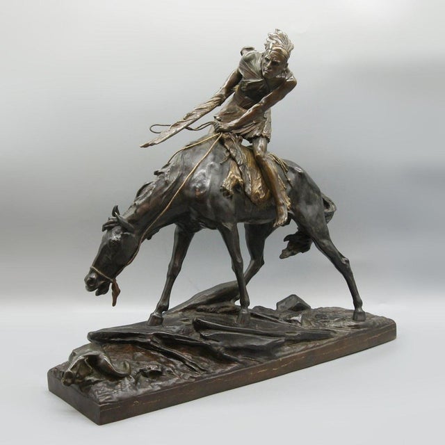 Native American on Horseback from Édouard Drouot, 1920s For Sale - Image 9 of 15