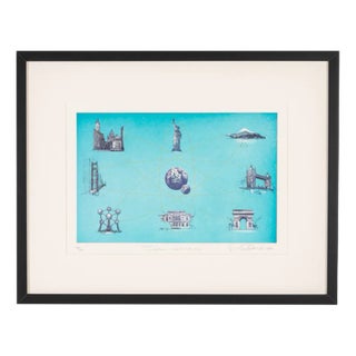 Erhard Schiel, Telekom - Here We Are, Color Etching Paper, Framed For Sale