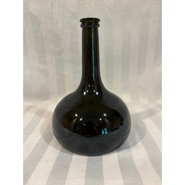 Late 20th Century Vintage Onion Bottle in Deep Green For Sale - Image 5 of 12