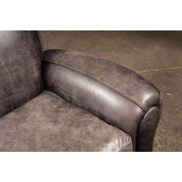 Charcoal Vintage Leather Sofa in Black by Klaussner For Sale - Image 8 of 10