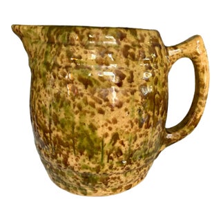 Antique Large Splatterware Ceramic Pitcher For Sale