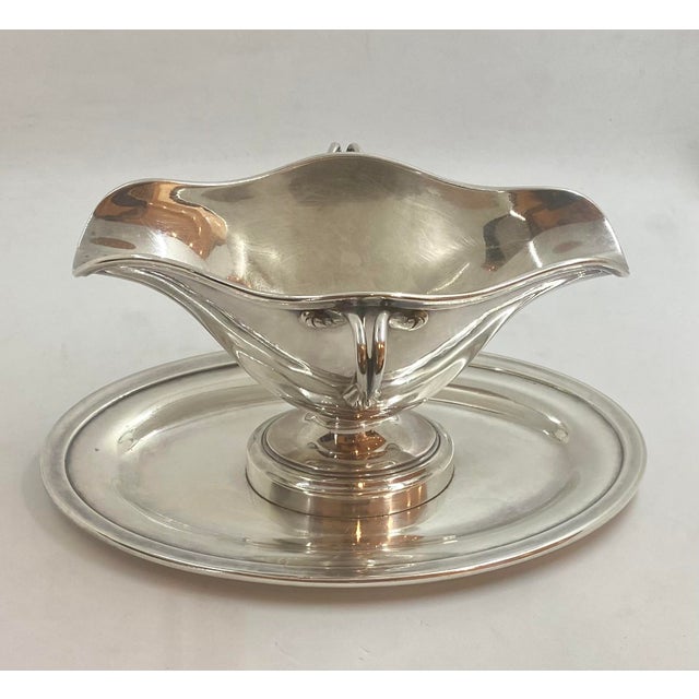 Vintage Christofle Silver Sauce Boat With Saucer Late 19th Century For Sale - Image 11 of 11