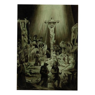 R.J. Blesard after Rembrandt, The Three Crosses, 1833, Watercolour For Sale