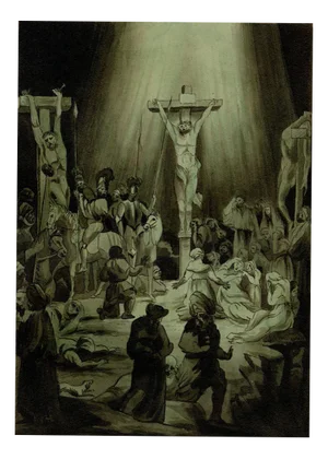 R.J. Blesard after Rembrandt, The Three Crosses, 1833, Watercolour