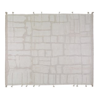 Moroccan Hand Knotted Wool Rug, 12'x15'6" For Sale