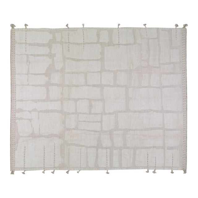 Moroccan Hand Knotted Wool Rug, 12'x15'6" For Sale