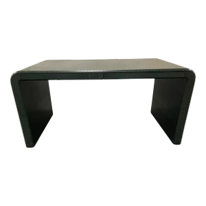Karl Springer Signed Leather Wrapped Waterfall Desk