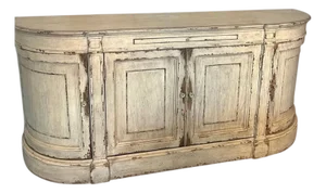 1990s Ethan Allen Emanuel Demilune Sideboard Console Buffet Credenza Distressed