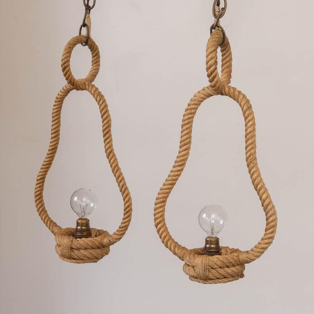 1960s 1960s French Rope Pendant Lights by Audoux Minet - a Pair For Sale - Image 5 of 12
