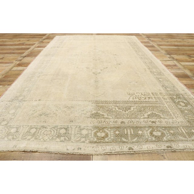 Textile Mid 20th Century Muted Vintage Turkish Oushak Rug - 06'05 X 11'01 For Sale - Image 7 of 9